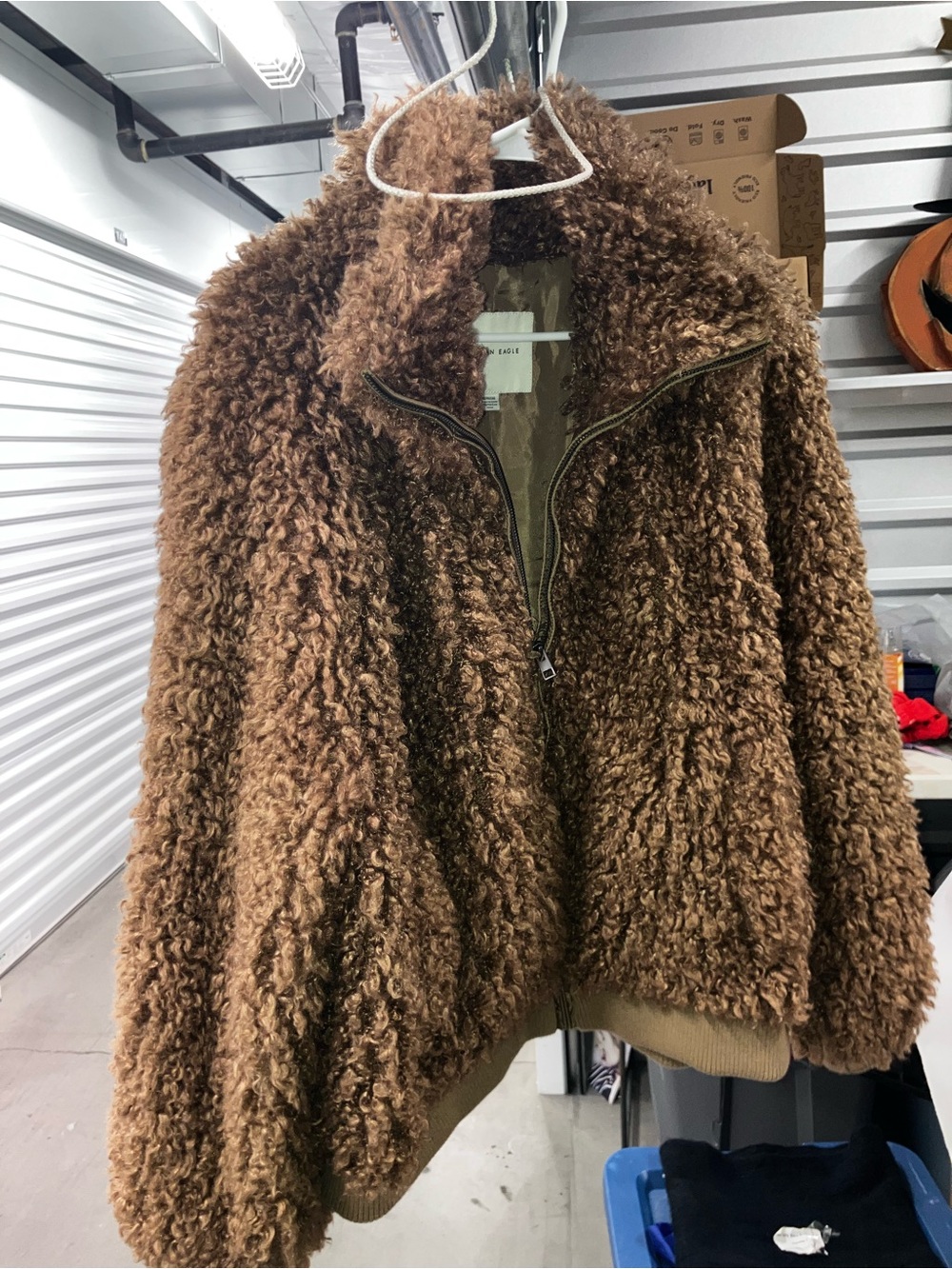 American Eagle Outfitters Chocolate Brown Teddy Zip-Up Jacket